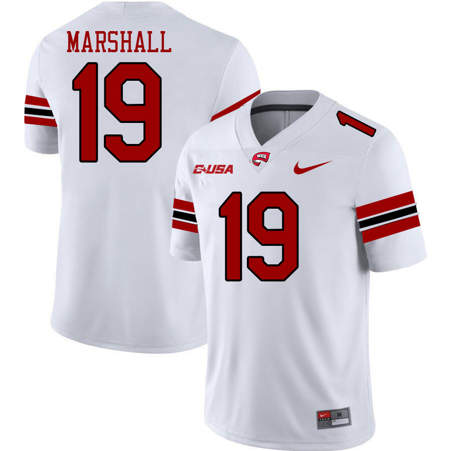 Western Kentucky Hilltoppers #19 Virgil Marshall College Football Jerseys Stitched Sale-White
